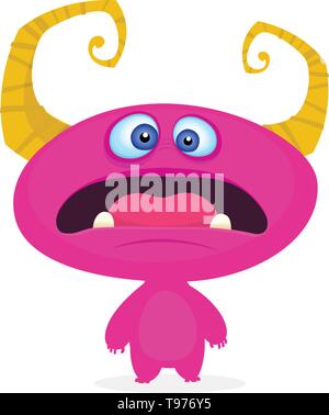 Cute cartoon monster. Surpris funny monster rose d'émotion. Vector illustration Halloween Illustration de Vecteur