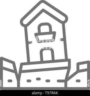 Tremblement de terre, séisme, catastrophe, l'icône de la ligne des catastrophes naturelles. Illustration de Vecteur