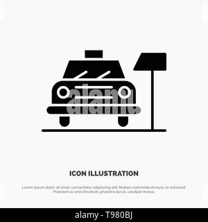 Voiture, parking, hôtel, Service Solid Black Icône glyphe Illustration de Vecteur