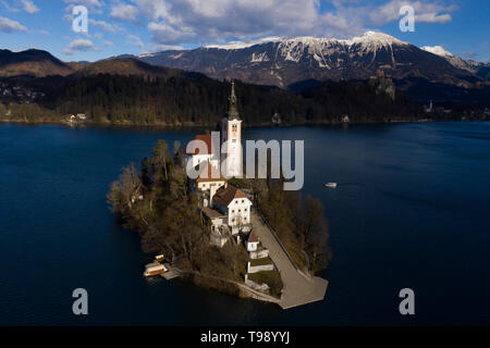 Marienkirche sur une petite île du lac de Bled, Bled, Slovénie Banque D'Images