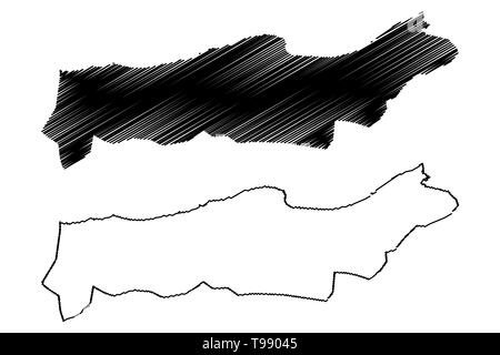 Tipaza Province (Provinces de l'Algérie, la République démocratique populaire lao de l'Algérie) map vector illustration gribouillage, croquis Tipasa site Illustration de Vecteur