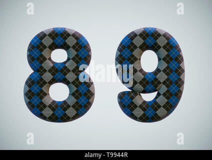 3D Illustration de Sock Alphabet (chiffres et lettres) y compris chemin de détourage. Banque D'Images