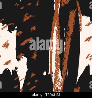 Motif répétitif sans couture avec hand drawn abstract les traits de pinceau et texturées des formes en brun et noir sur fond crème. La texture colorée audacieuse fa Illustration de Vecteur