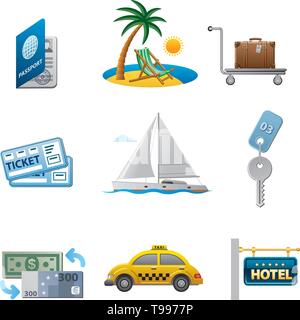 jeu d’icônes de voyage Illustration de Vecteur