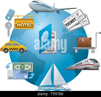 Icône de voyage concept Illustration de Vecteur