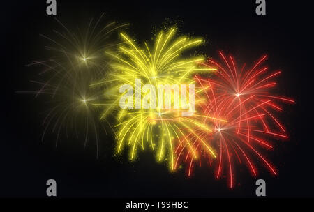 Fête nationale belge le 21 juillet, concept à l'aide de Fireworks en couleur d'un drapeau de la Belgique Banque D'Images