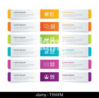 Dans l'onglet infographies papier horizontal index avec 6 modèle de données. Résumé fond d'illustration vectorielle. Peut être utilisé pour la mise en page de flux, les st Illustration de Vecteur