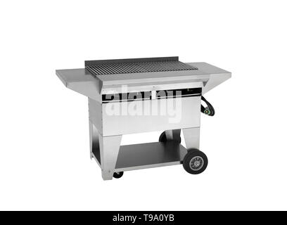 Heavy duty inoxydable piscine cuisine grillade sur fond blanc Banque D'Images