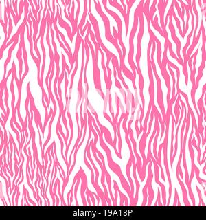 Peau de tigre réaliste rose sur blanc, motif transparent détaillé Illustration de Vecteur