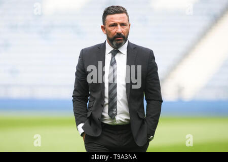 Glasgow, Écosse - 14 avril. Aberdeen manager Derek McInnes au cours de la William Hill Scottish Cup semi finale entre Celtic et Aberdeen Banque D'Images