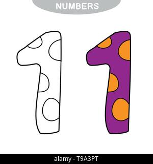 Jeu éducatif pour l'attention pour les enfants de la maternelle et de l'âge préscolaire. Répéter la photo. Livre de coloriage numéro un Illustration de Vecteur