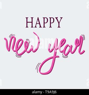 Maison de vacances de Noël et de lettrage design. Devis lettrage dessiné à la main. Bonne Année. Illustration de Vecteur