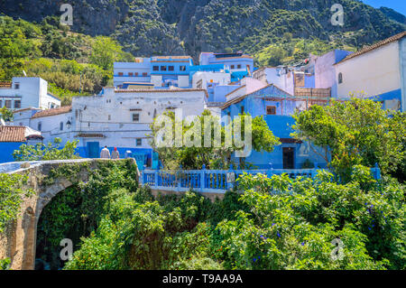 Vue sur la ville de Chefchaouen au Maroc Banque D'Images