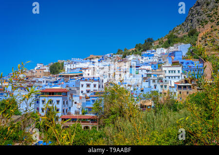 Vue sur la ville de Chefchaouen au Maroc Banque D'Images