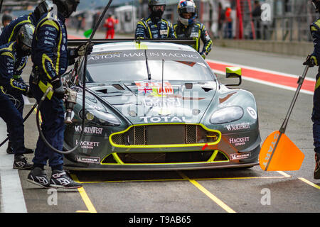 ActionAston Martin Racing GTE Am voiture pit stop, vendredi pratique WEC Total 6 Heures de Spa-Francorchamps 2019 Banque D'Images