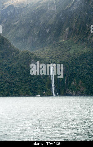 Cascade de Sterling dans Milford Sound, Nouvelle Zélande Banque D'Images