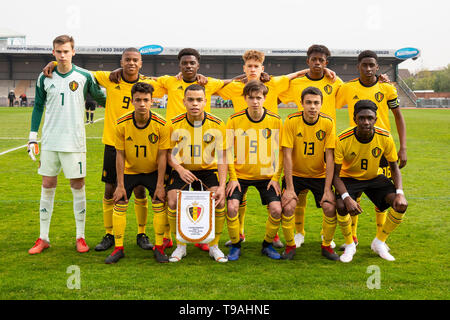 Newport, Pays de Galles, Royaume-Uni, 17 avril 2019. Belgique photo de l'équipe d'avance en vertu de trois nations 15 match amical entre la Belgique et la Suisse Banque D'Images