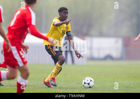 Newport, Pays de Galles, Royaume-Uni, 17 avril 2019. Lucas Mondele de Belgique durant la sous trois nations 15 match amical entre la Belgique et la Suisse Banque D'Images