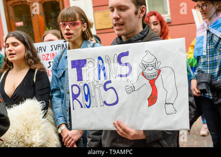 Riga, Lettonie. 17 mai 2019. Manifestation devant le Parlement de la Lettonie. Journée internationale contre l'Homophobie et Transophobia. Credit : Gints Ivuskans/Alamy Live News Banque D'Images