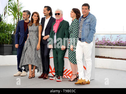 Cannes, France. 18 mai, 2019. 72e Festival du Film de Cannes 2019, film Photocall Dolor y Leonardo Sbaraglia Gloria photographié, Penelope Cruz, Asier Etxeandia, Directeur Pedro Almodovar, Nora Navas et Antonio Banderas : Crédit Photo Agency indépendante/Alamy Live News Banque D'Images