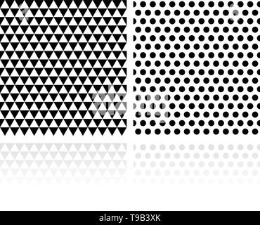 Motif géométrique transparente reproductible de triangles et de cercles Illustration de Vecteur