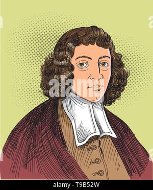 Benedictus Spinoza portrait en illustration de l'art en ligne Illustration de Vecteur