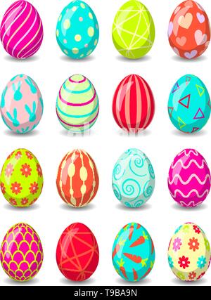 Oeufs de Pâques isolé set Illustration de Vecteur