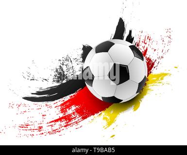 Ballon de soccer avec les couleurs du drapeau allemagne brush Illustration de Vecteur