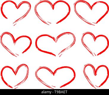 Coeur rouge set dessin vectoriel Illustration de Vecteur