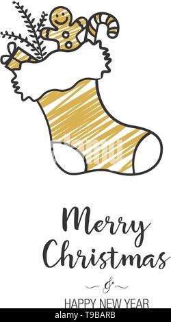 Joyeux Noël et bonne année carte bas de Noël Illustration de Vecteur