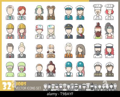 L'occupation d'emplois avatar vector icons set Illustration de Vecteur