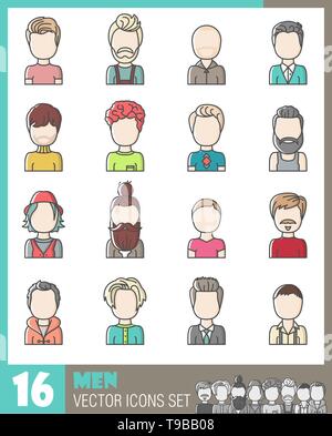 Les hommes avatar vector icons set Illustration de Vecteur