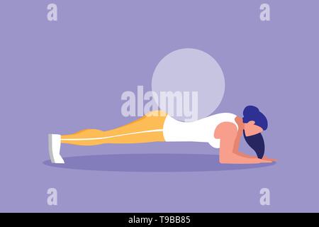 Jeune femme sportive faisant pousser la poitrine et ups ball vector illustration design Illustration de Vecteur