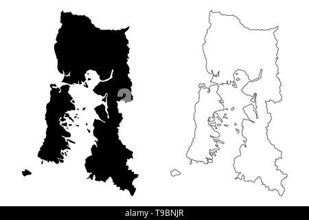 La Région De Los Rios (République du Chili, les divisions administratives du Chili) map vector illustration gribouillage, croquis Los Rios site Illustration de Vecteur