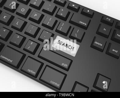 Le rendu 3D illustration d'un clavier avec une touche de recherche mis en évidence. Banque D'Images