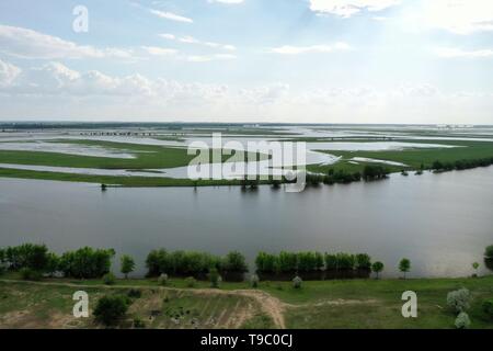 Les inondations dans le delta de la Volga, en Russie. Paysage naturel. Vue de dessus. Banque D'Images