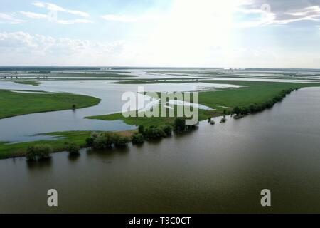 Les inondations dans le delta de la Volga, en Russie. Paysage naturel. Vue de dessus. Banque D'Images