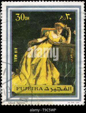 Timbre-poste de Fujairah dans les peintures série émise en 1972 Banque D'Images