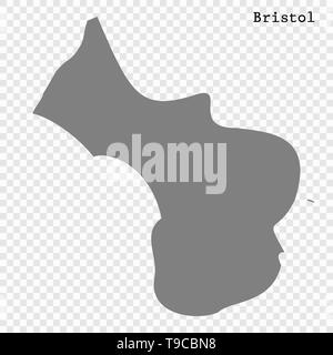 Carte de haute qualité de Bristol est un comté de l'Angleterre, et les frontières des districts Illustration de Vecteur