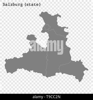 Carte de haute qualité de Salzbourg est un état de l'Autriche, et les frontières des comtés Illustration de Vecteur