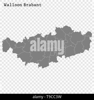 Carte de haute qualité du Brabant wallon est une province de Belgique, et les frontières des régions Illustration de Vecteur