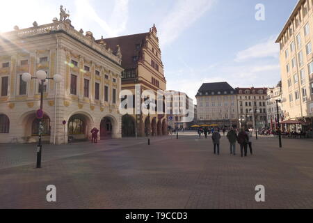 Rues étroites de la vieille ville de Leipzig, Allemagne Banque D'Images