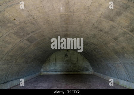 À l'intérieur de l'un des vieux bunkers de munitions de la Seconde Guerre mondiale (également connu sous le nom d'igloo's) à la prairie à herbes hautes Midewin, Wilmington, Illinois. Banque D'Images