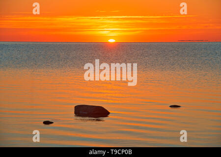 Lever du soleil sur le lac Winnipeg Manitoba Canada Matlock Banque D'Images