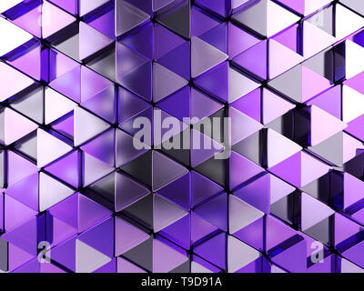 Résumé fond formé à partir de triangles violets. 3D illustration. Banque D'Images