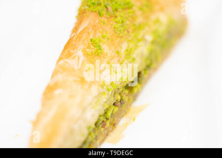 Baklava à la pistache. Close up dessert traditionnel turc, havuc dilimi Banque D'Images
