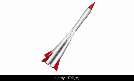 Fusée en plastique sur le modèle blanc. Le rendu 3D Banque D'Images