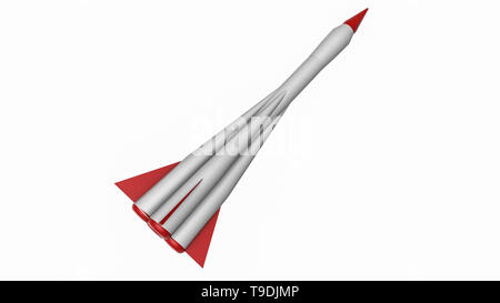 Fusée en plastique sur le modèle blanc. Le rendu 3D Banque D'Images
