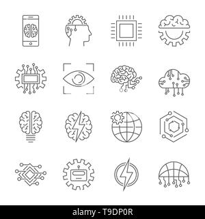 L'intelligence artificielle icon set. Avc. modifiable Illustration de Vecteur