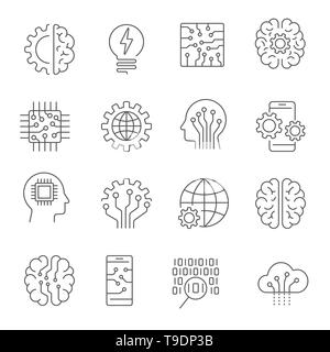 L'intelligence artificielle icon set. Course modifiable Illustration de Vecteur